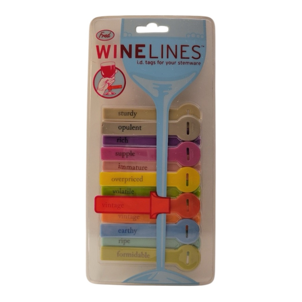 NEW Fred Winelines ID Tags for Your Stemware 12Pk